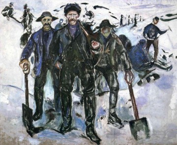  workers Works - workers in the snow 1913 Edvard Munch